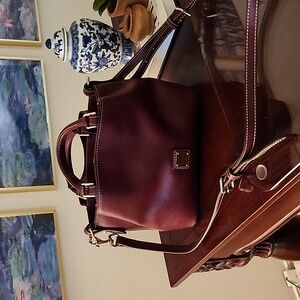 Dooney and Bourke small Barlow saffiano leather bag, wine colored